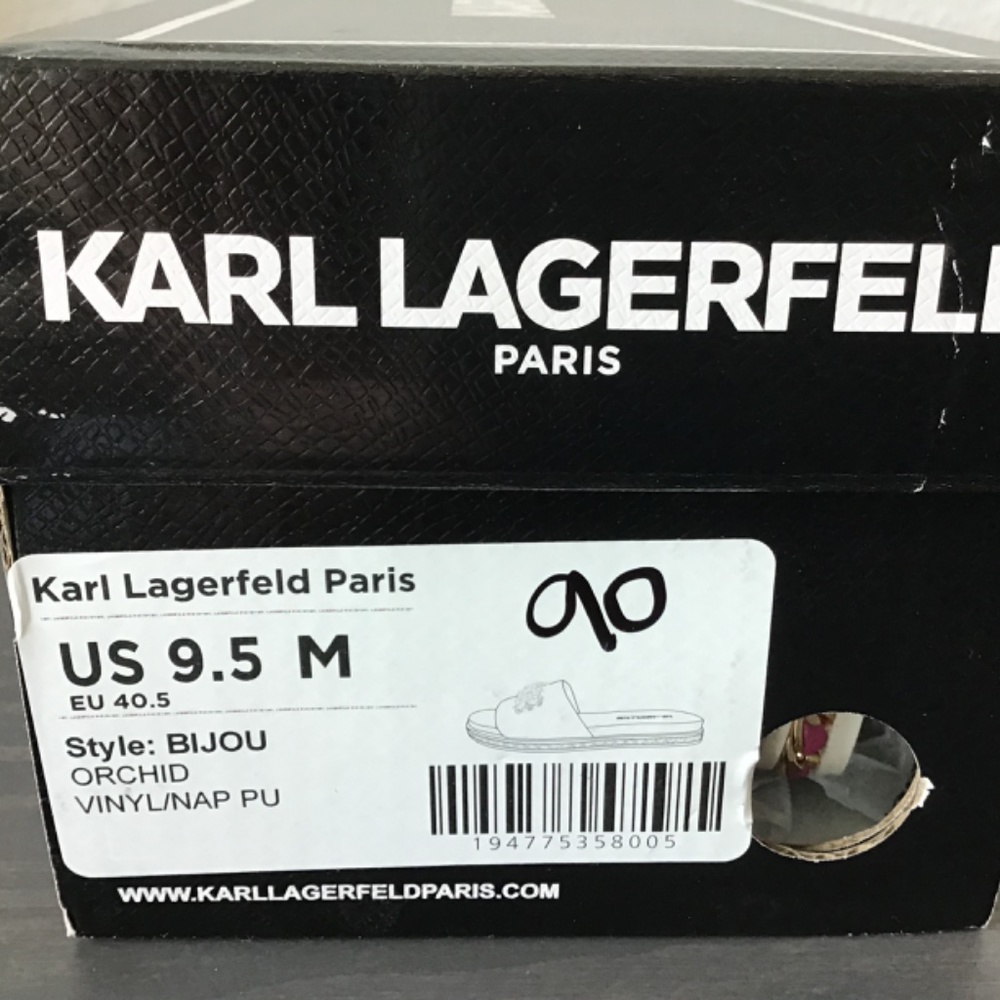 KARL LAGERFELD PARIS Women's Bijou Embellished Slide Sandals, size 9.5 - Picture 10 of 10